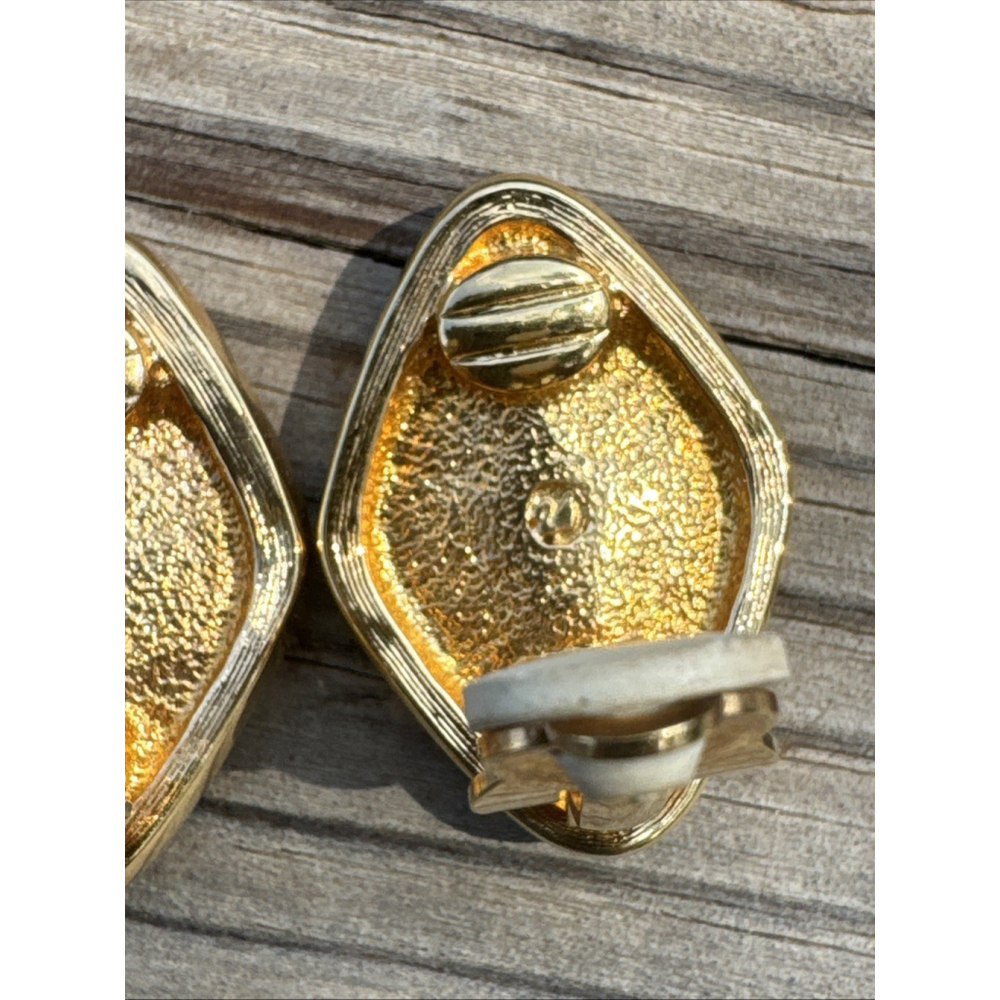 Swarovski Crystal Gold Earrings Clip Large Marquise Shape With Pave *NEW* - Picture 6 of 10